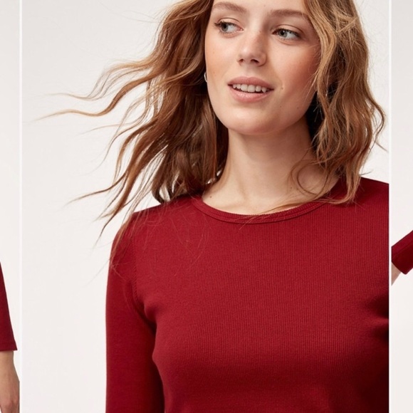 Aritzia Wilfred Free Louise Ribbed Midi Dress In Reddish Women XS - Picture 2 of 11